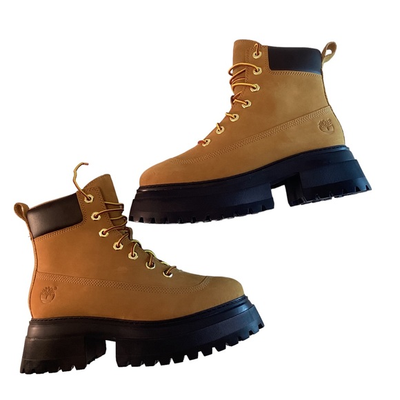 Timberland Boots Wheat Sky Platform Chunky Boots Lace Up Women's 8.5 - Picture 6 of 14